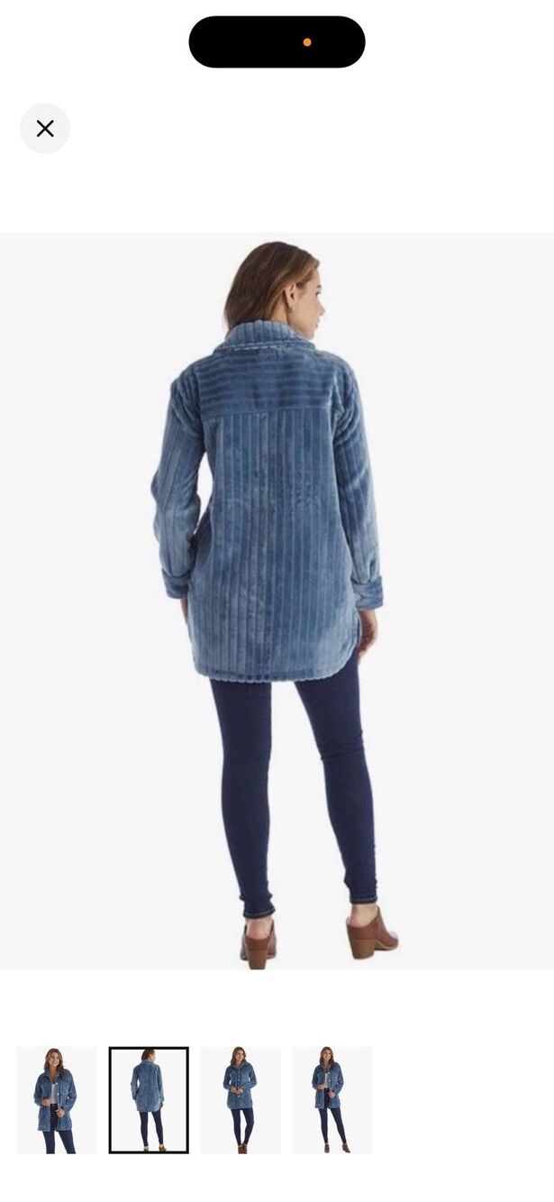 Softies Women's Blue Fleece Button-Front Collared Robe Jacket w/ Pockets M - Picture 2 of 10
